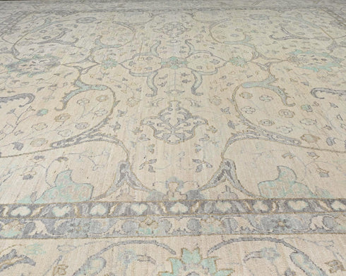 12x12 Zeigler Beige Afghan Hand Knotted Square Wool Area Rug